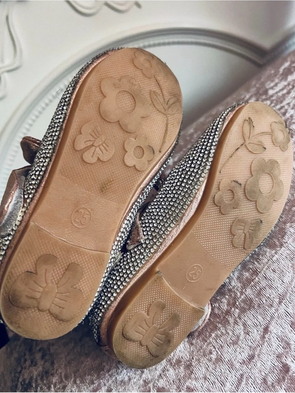 Elegant Rhinestone Bow Flats for Girls shoes sz 25